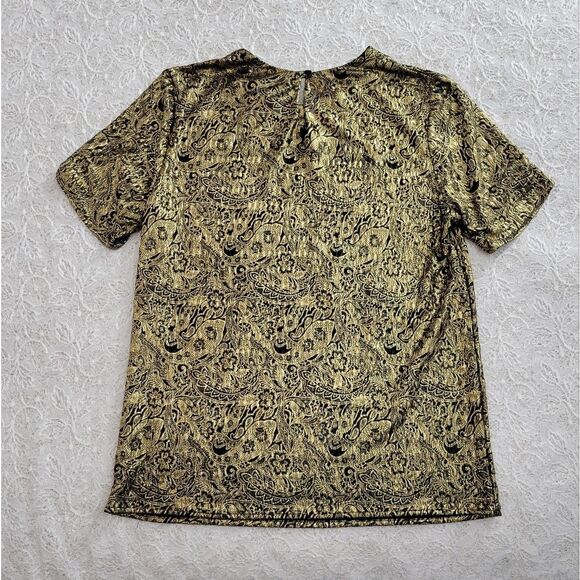 90s Metallic Foil Paisley Blouse M - Picture 6 of 6